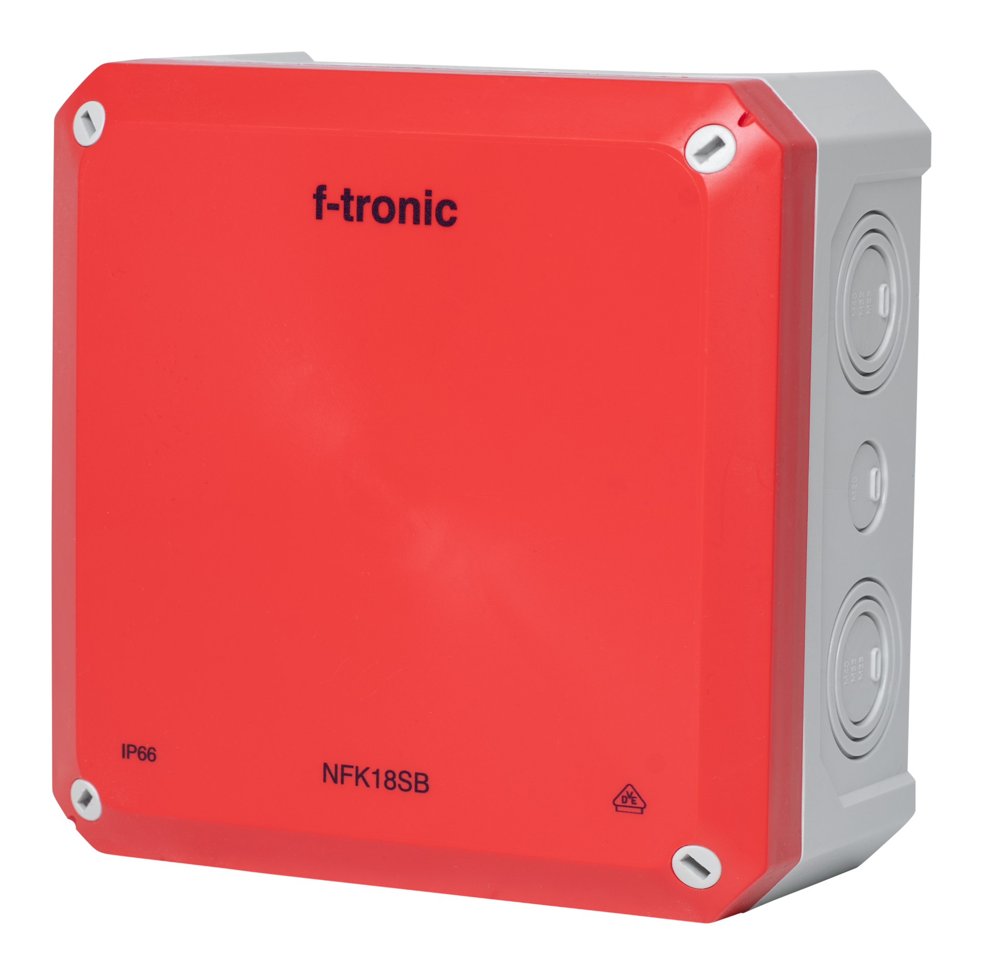 7340213 F-TRONIC NEPTUN Compact 分线盒 180x180x93mm 预冲压 IP66 PS 灰红色 安全照明 NFK18SB