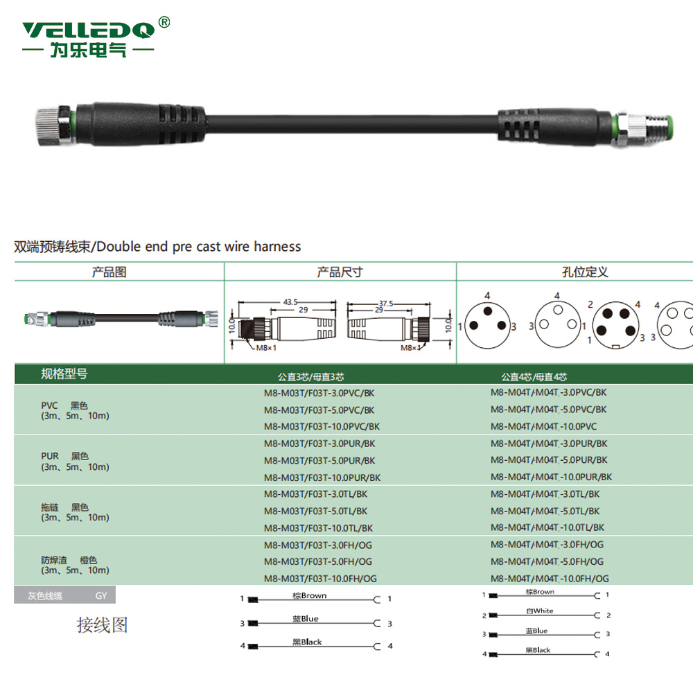 为乐电气 VELLEDQ 双端线束
