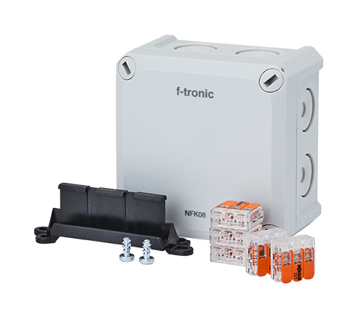 NFK08gr-K4 F-TRONIC NEPTUN Compact 分线盒套装 85x85x54mm 穿膜 IP66 PS 灰色 含接线端子