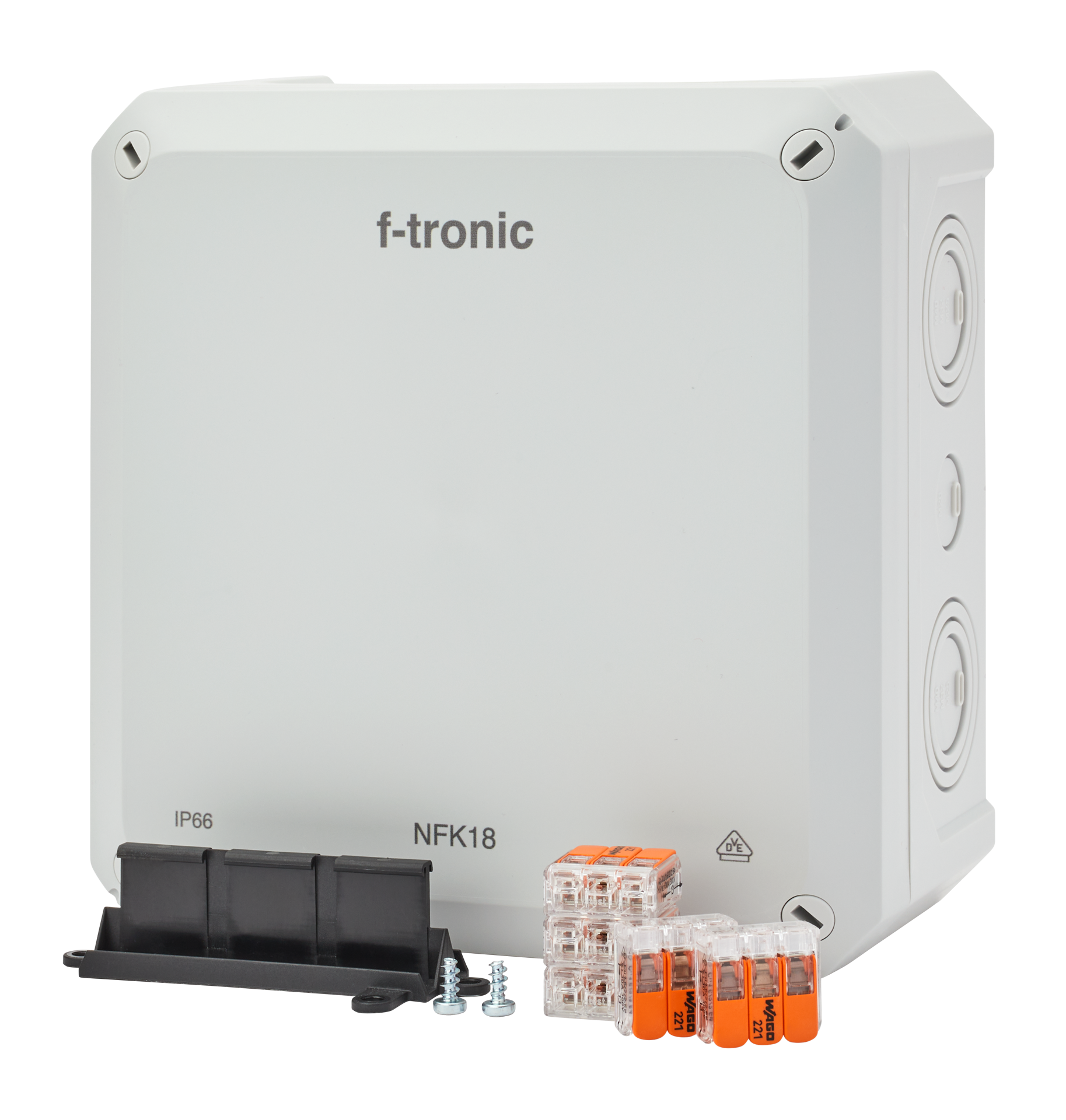 F-TRONIC 180x180x93mm 防水接线盒套装 6mm²端子 灰色 IP66
